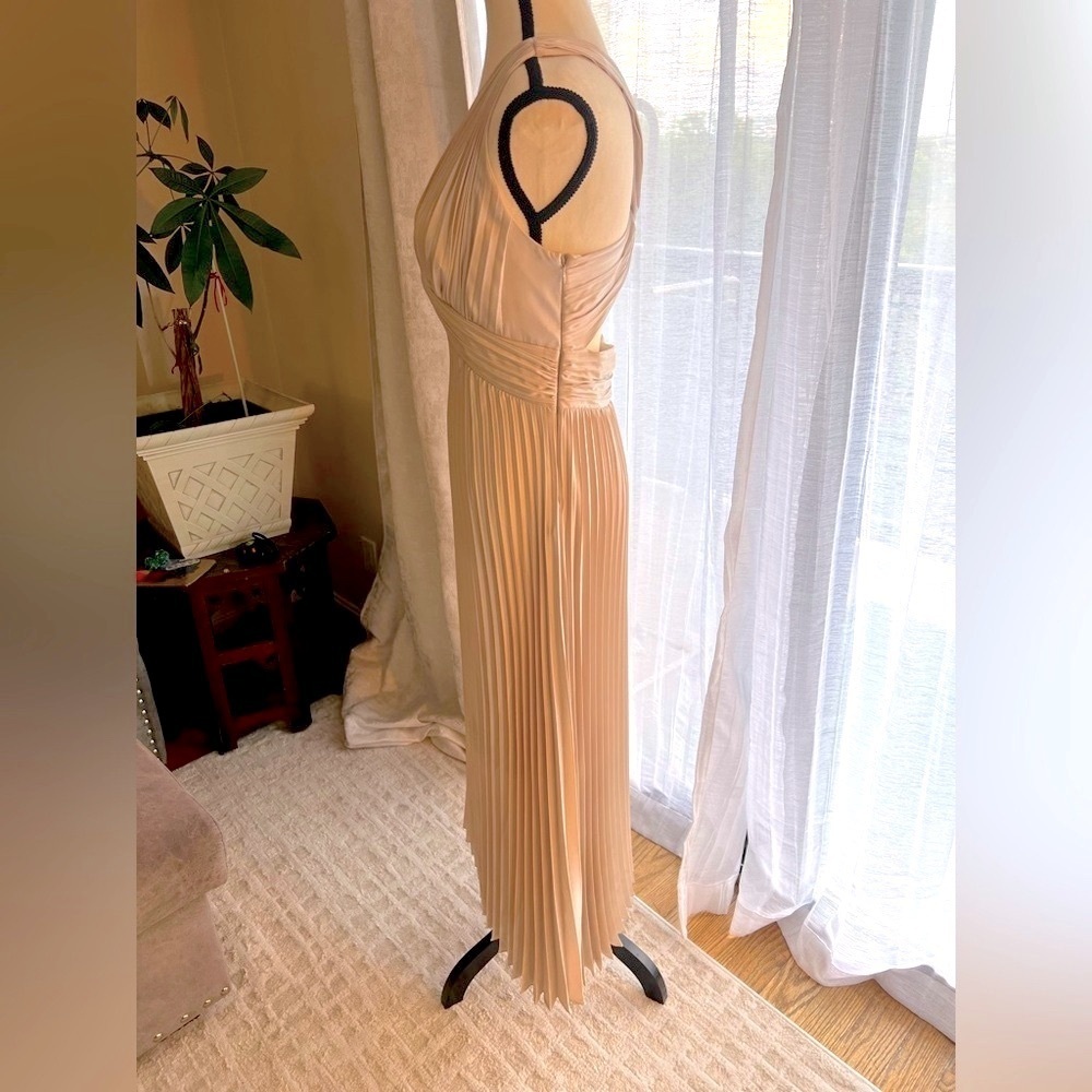 White House Black Market Tan Pleated Midi Gown💎 - Picture 10 of 11